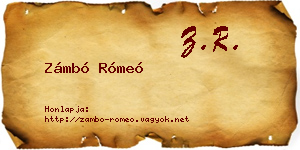 Zámbó Rómeó névjegykártya